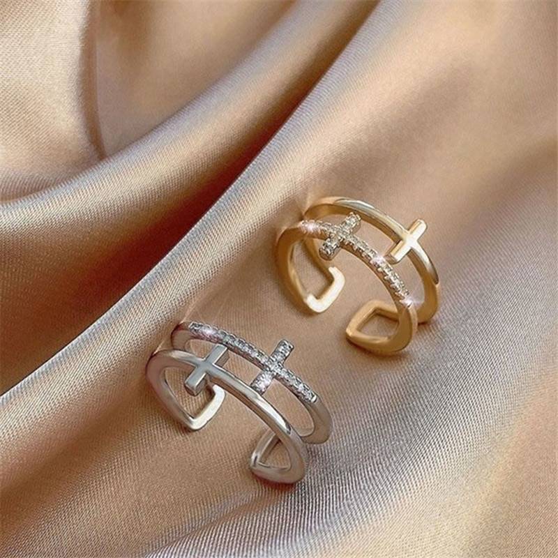 Double Bar - Delicate Cross Ring