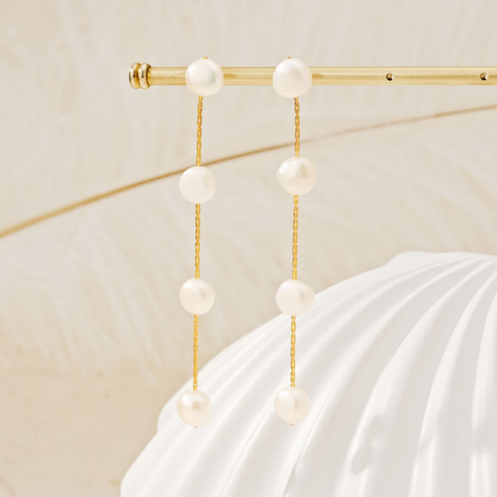 Azure Drop Statement Earrings - Long Azure Drop Earring