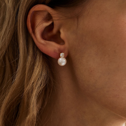 Emerald Stud Earrings - Delicate CZ Earrings